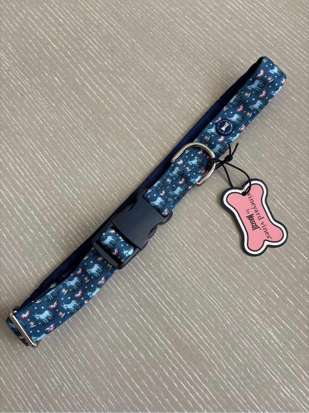 Vineyard Vines XL Dog Collar Blue Patriotic Donkey Democrat 22”-26” Rare